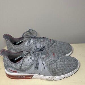 Nike Air Max Gray and Red Athletic Shoes